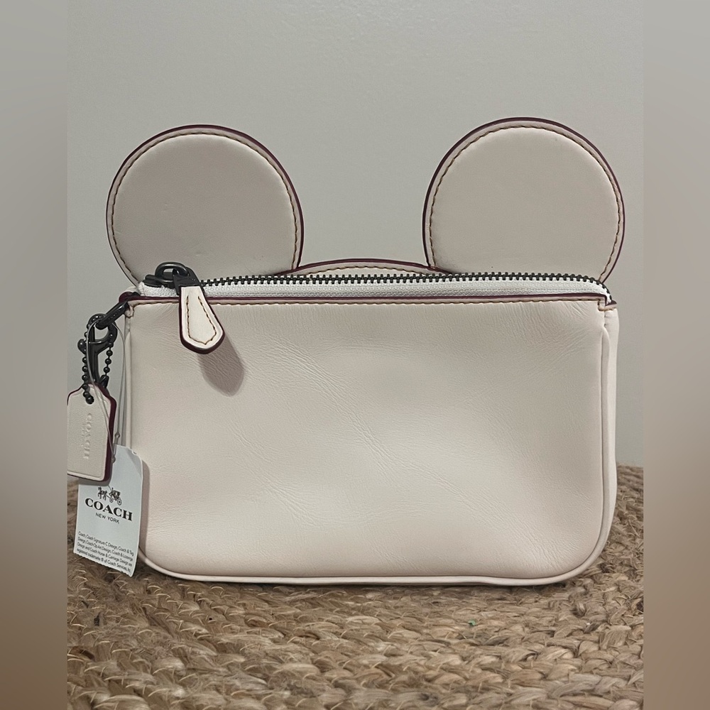NWT! Coach Limited Edition Mickey Mouse Ears Wristlet in Chalk Color - Picture 4 of 6
